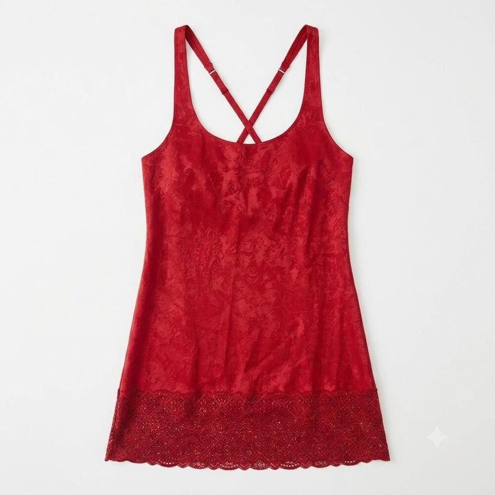 Victoria’s Secret Gold Label Vintage 90s red lace slip dress Small